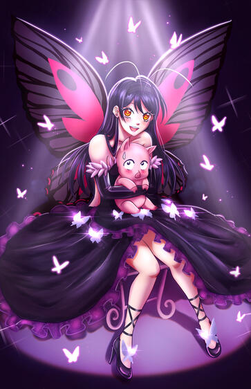 Kuroyuki Hime (Accel World), holographic 11x17 design. Fanart I made for the purpose of getting autographed by Kyra Buckland.